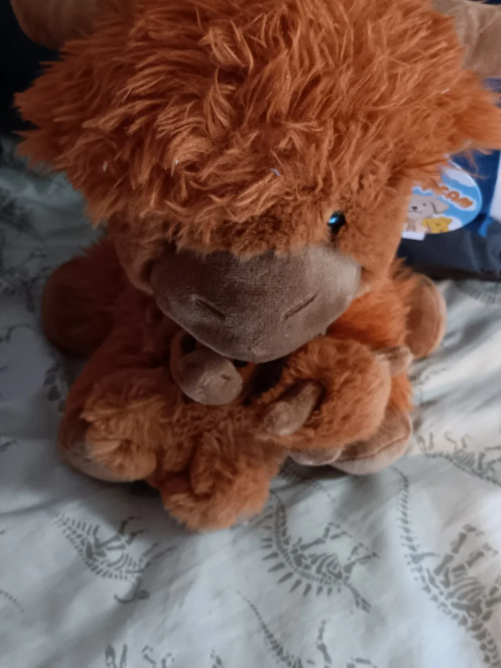 Plush Cow With Babied Stuffed Animal - Soft Brown Toy for Kids